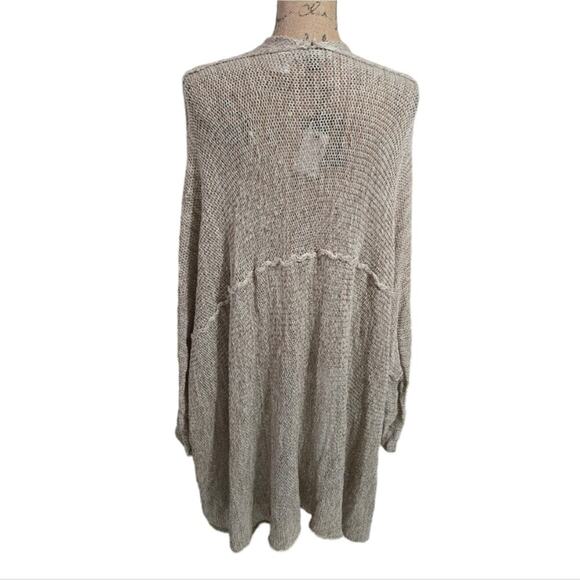 Miou Muse wheat Beige Tan Open Weave Dolman Sleeve Cardigan Sweater New - Picture 2 of 6